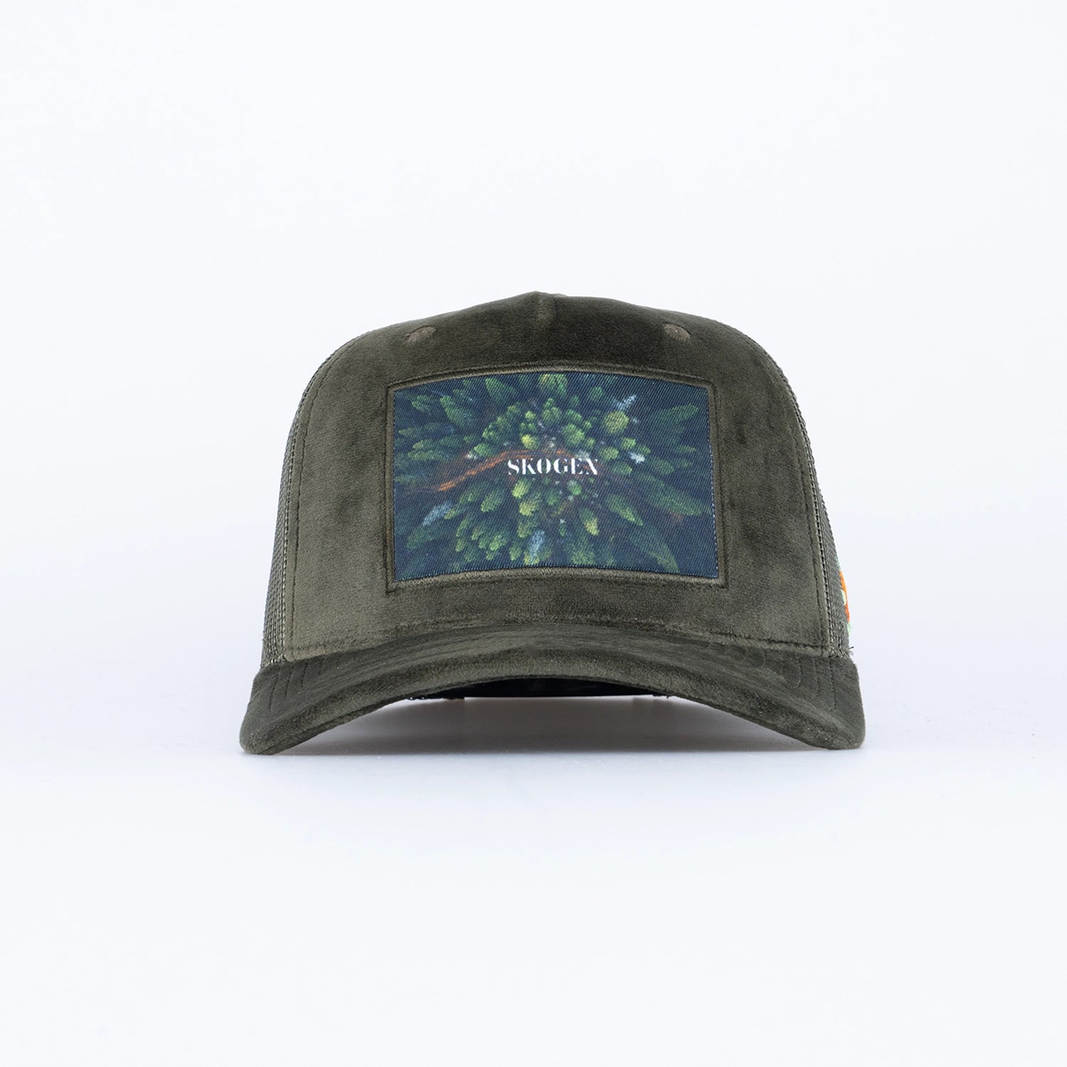SKOGEN VELVET TRUCKER CAP - OLIVE