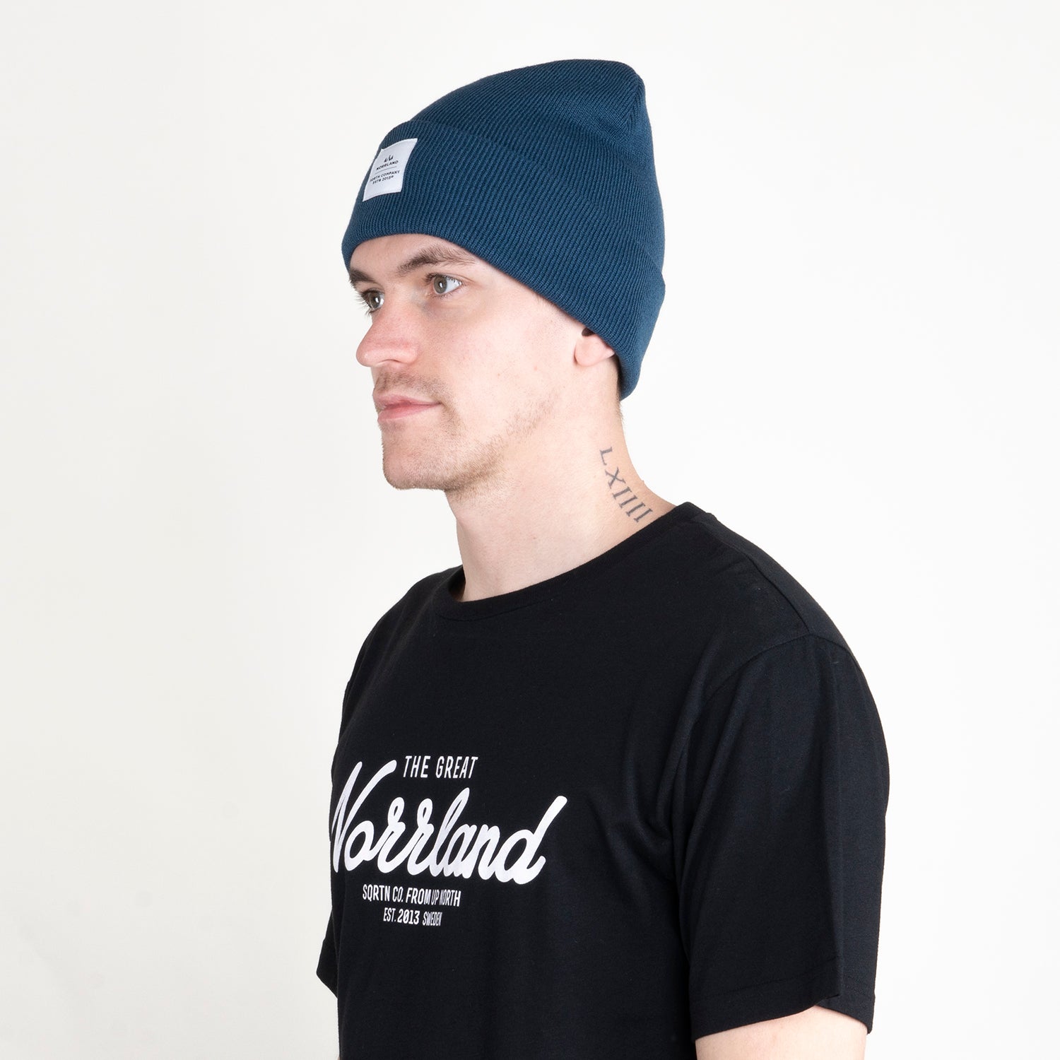 WOOD PATCH BEANIE - LIGHT HEATHER