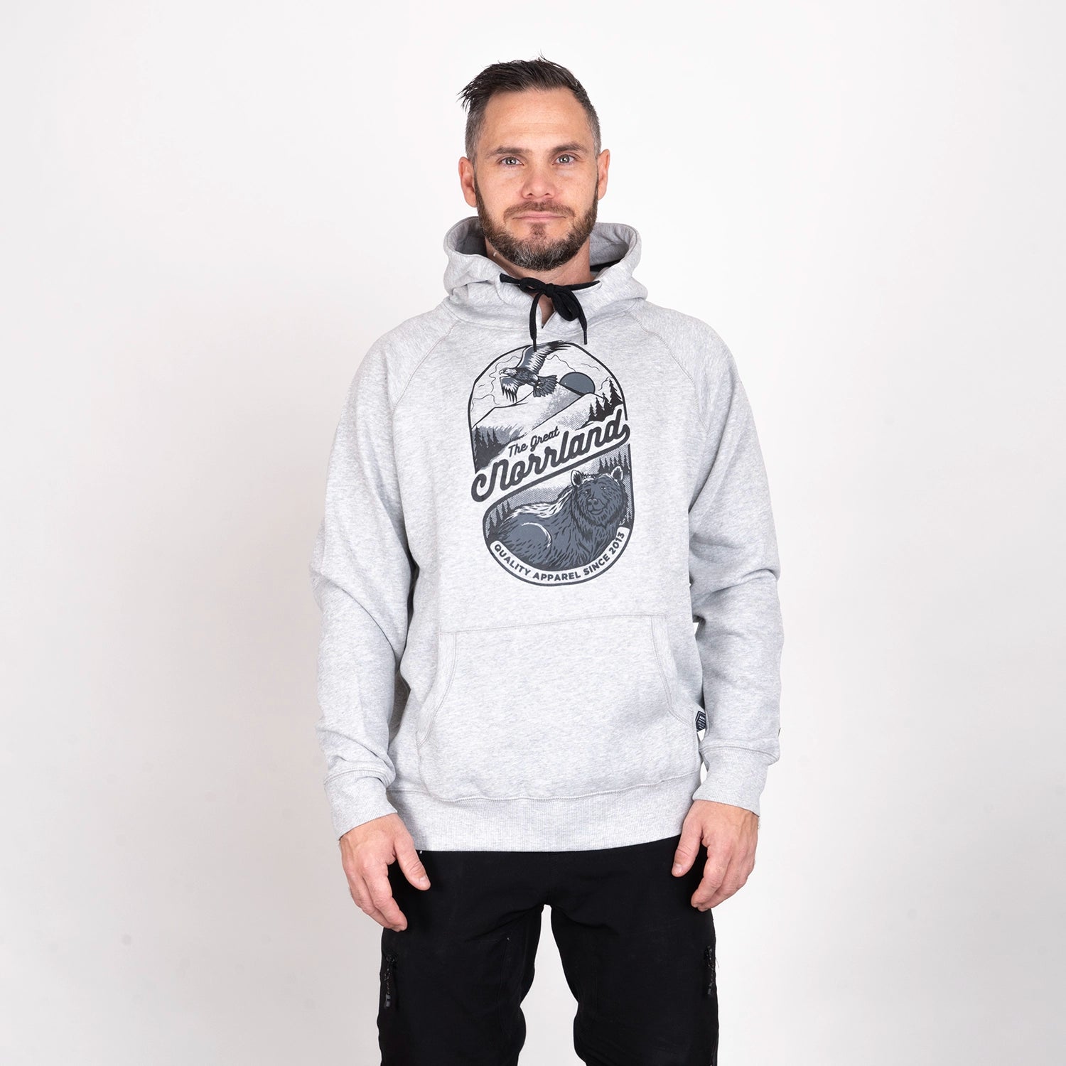 BADGE HOODIE - HEATHER GREY