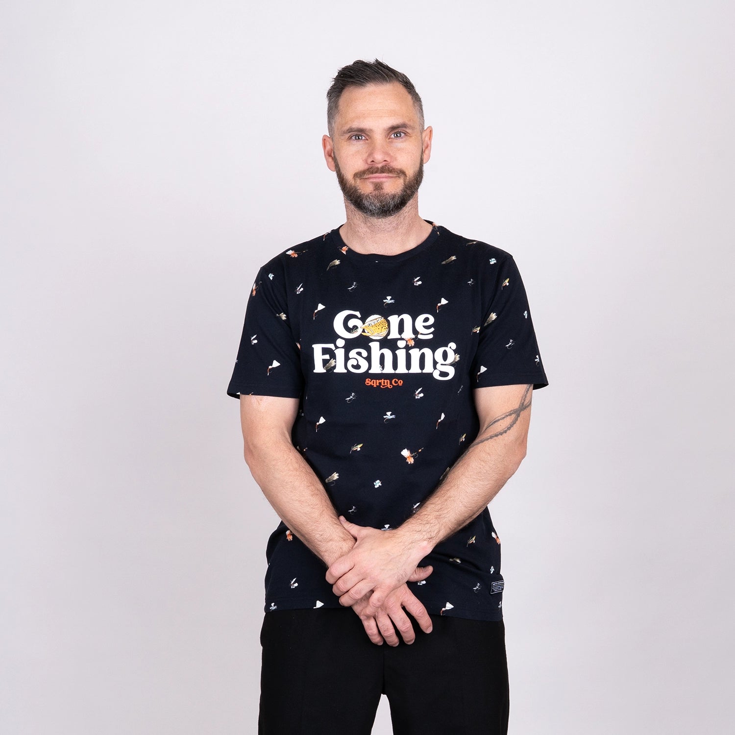 GONE FISHING T-SHIRT - DRYFLY BLACK