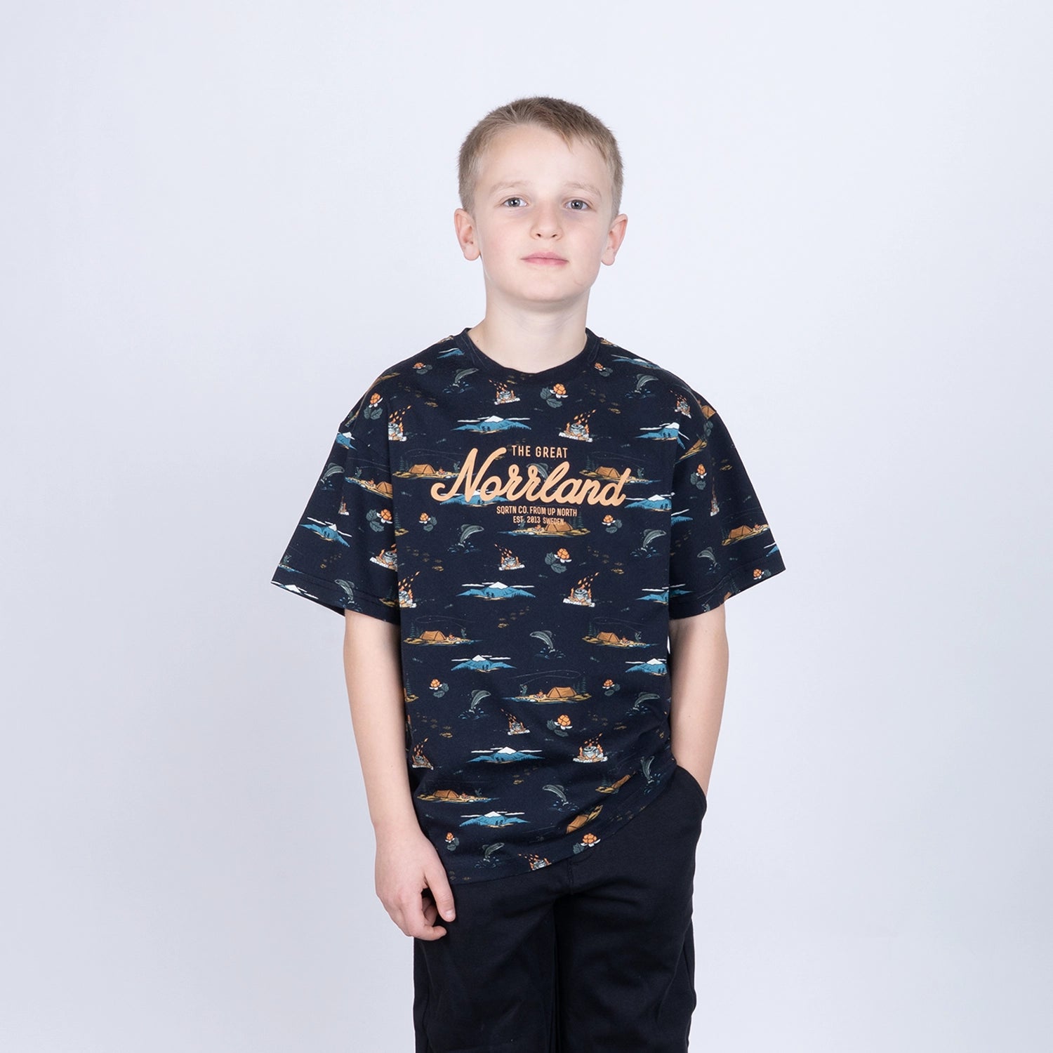 GREAT NORRLAND JUNIOR T-SHIRT - TRAILS BLACK