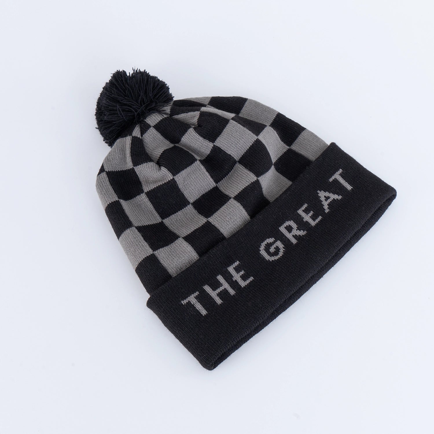 RETRO POM POM BEANIE - BLACK/GREY