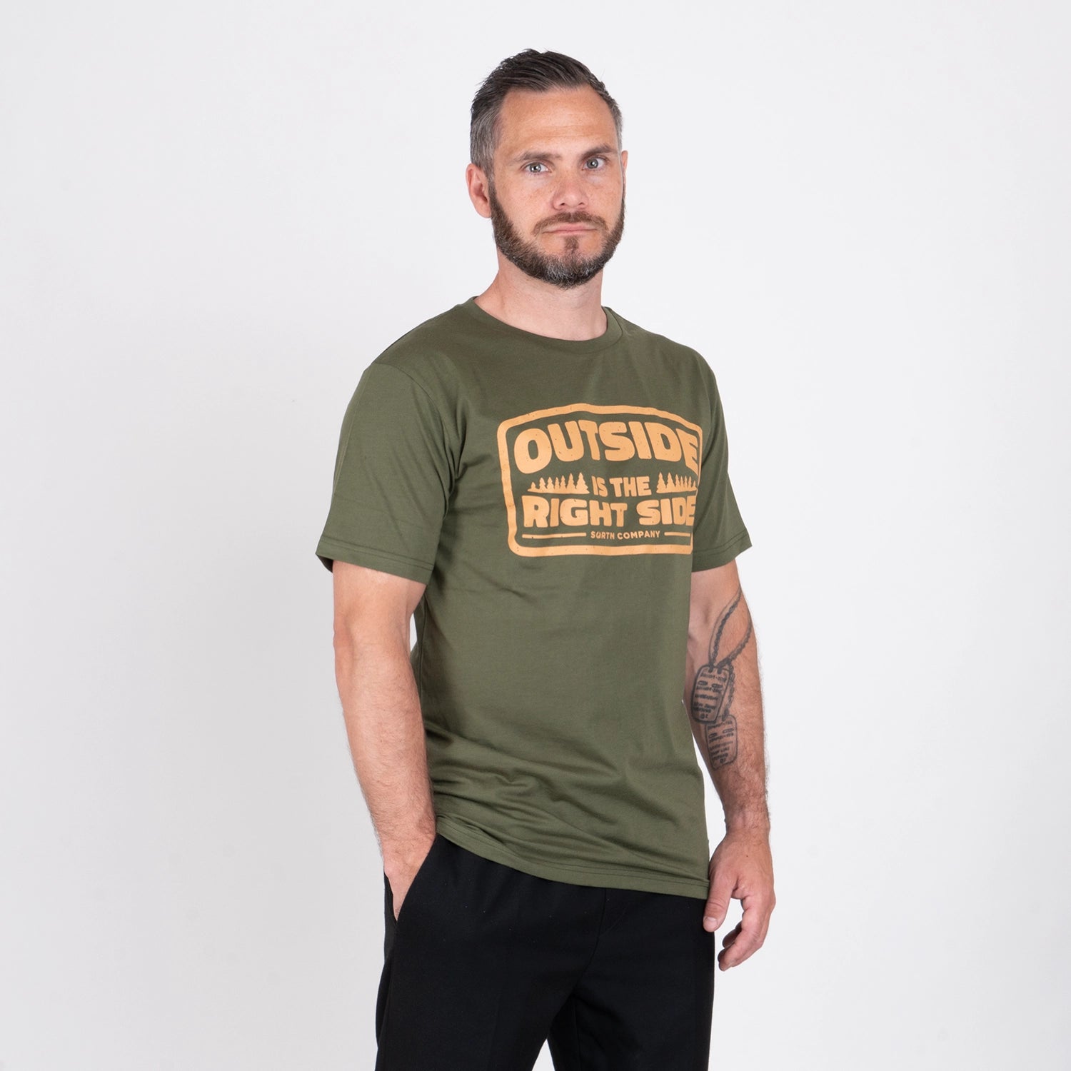 RIGHT SIDE T-SHIRT - RIFLE GREEN