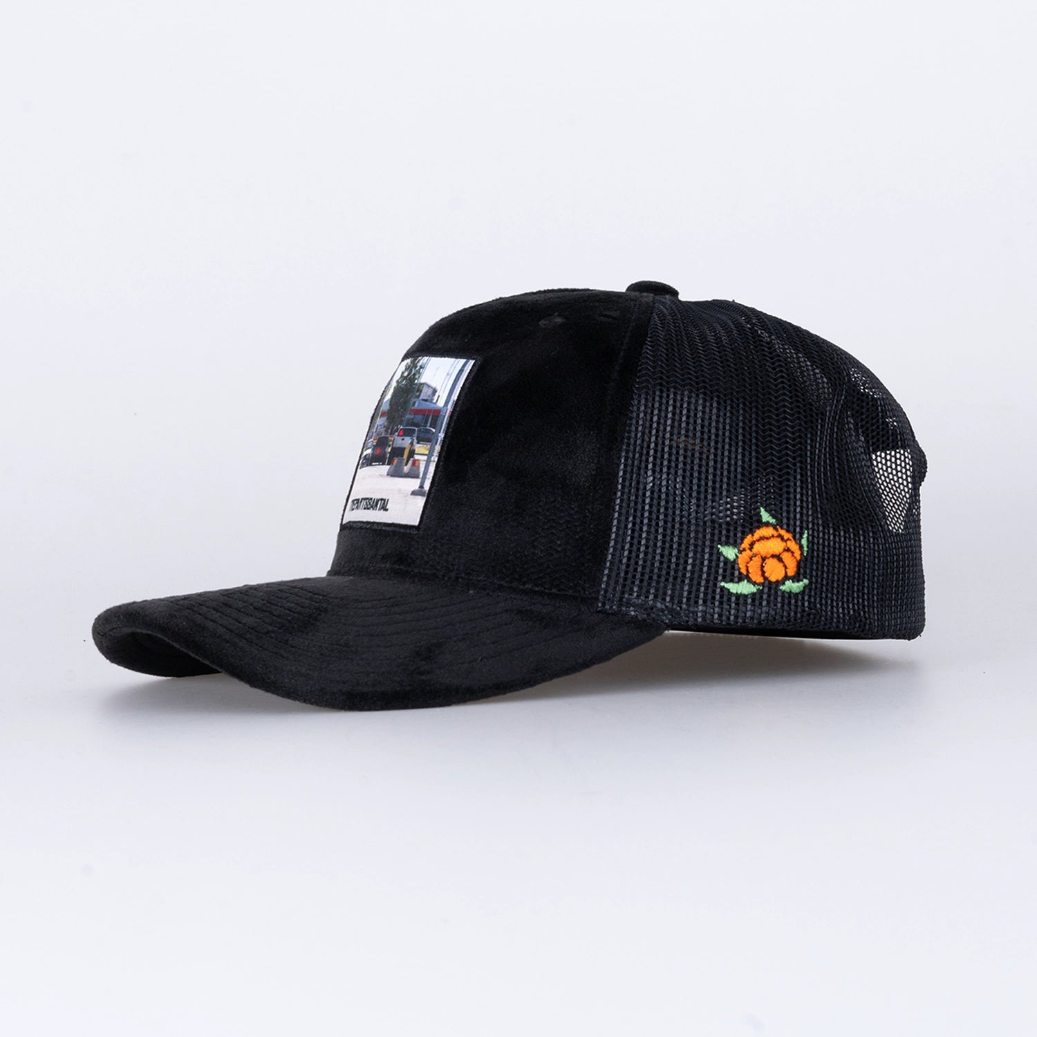 TREPARTSSAMTAL VELVET TRUCKER CAP - BLACK