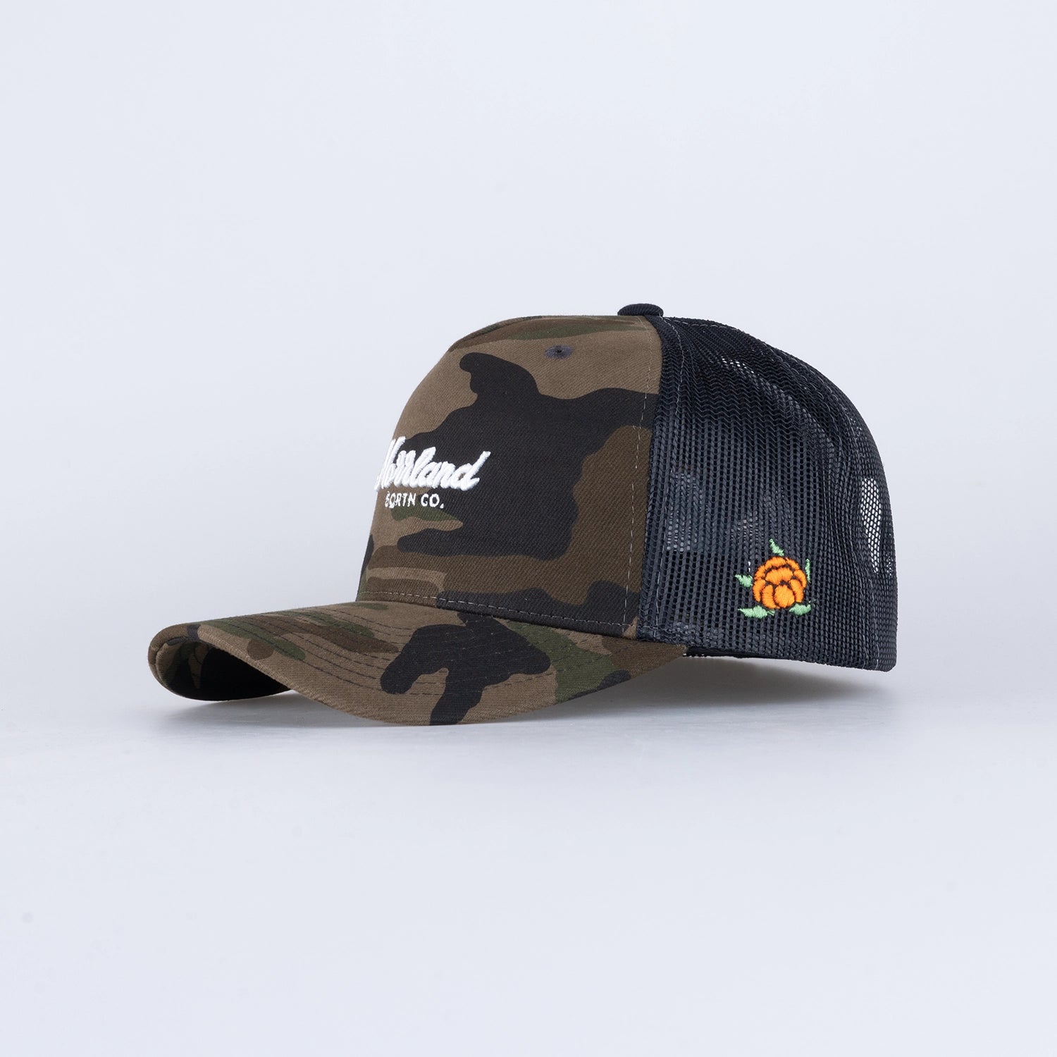 TGN SCRIPT TRUCKER CAP - HOOKED CAMO